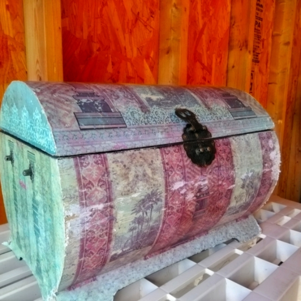 Decorative Pink and Purple Hinged Box